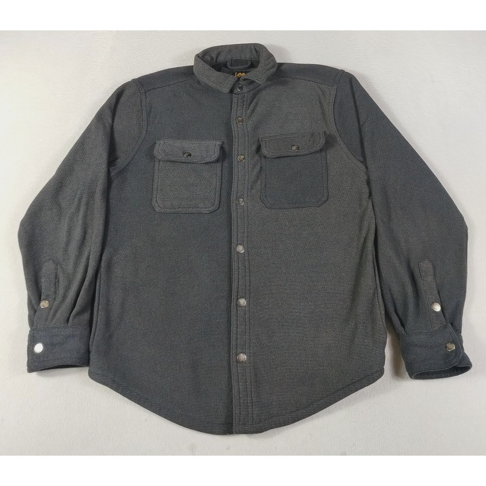 Lee Jacket Mens Small Black Fleece‎ Snap Front Shirt Jacket Workwear Outdoor